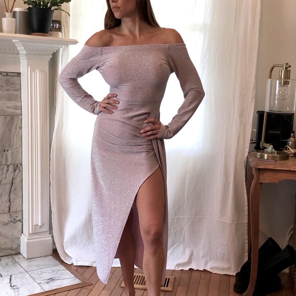 Lavender Off-The-Shoulder Dress